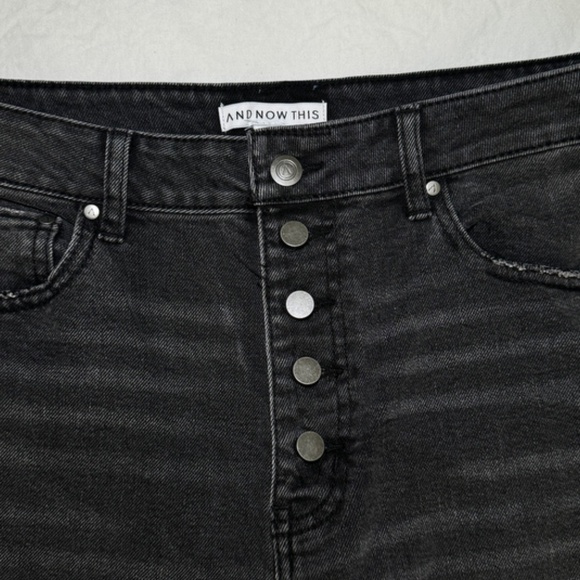 NWOT And Now This Jeans High Waist Wide-Leg Rip Crop Black Wash Size 31 Vintage - Picture 6 of 16
